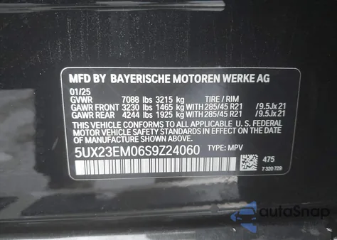 2025 BMW X7 xDrive40I from USA, damaged, VIN 5UX23EM06S9Z24060